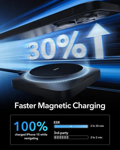 Miniatura 3 de ESR Cargador de Coche MagSafe con CryoBoost, Cargador MagSafe para automóvil con enfriamiento de teléfono, carga inalámbrica magnética