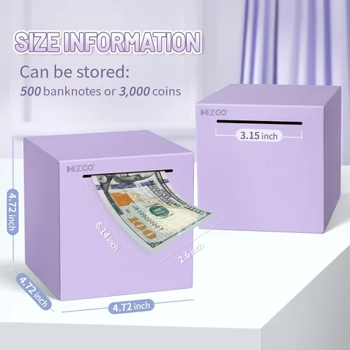 Miniatura 2 de hizgo alcancía para adultos morada, alcancía de acero inoxidable para adultos/niños que debe romperse para abrirse, caja de ahorro de dinero