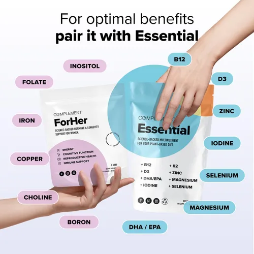 Miniatura 4 de COMPLEMENT ForHer Multivitamínico con inositol para mujer, suplemento de equilibrio hormonal para mujeres, crecimiento del cabello y apoyo