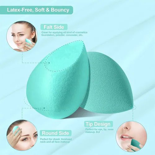 Miniatura 3 de DUAIU - Juego de 4 esponjas de maquillaje para mezclar base de belleza, impecable para líquidos, crema y polvo, mezcla de aplicación profesional sin
