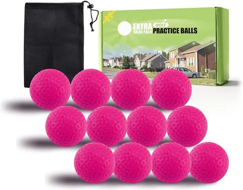 Miniatura 21 de FINGER TEN Pelotas de práctica de golf de espuma de colores, paquete de 12, 24, 50 unidades, pelota de golf ligera de vuelo limitado para interiores