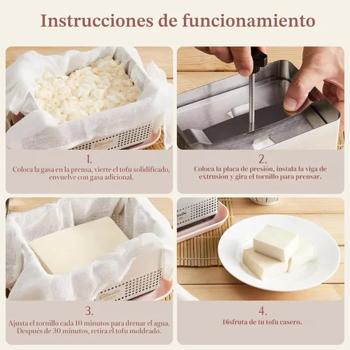 Miniatura 6 de Prensa de tofu de acero inoxidable, Paneer Maker con diseño mejorado de prensa profunda, mejora el sabor y la textura del tofu, para tofu casero