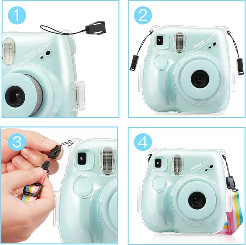 Miniatura 7 de Fintie Funda protectora transparente para cámara Fujifilm Instax Mini 7+ de película instantánea - Carcasa rígida de cristal con correa de hombro
