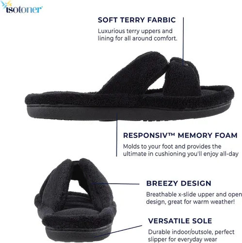 Miniatura 2 de isotoner Signature X-Slide - Zapatillas de satén con espuma viscoelástica para mujer