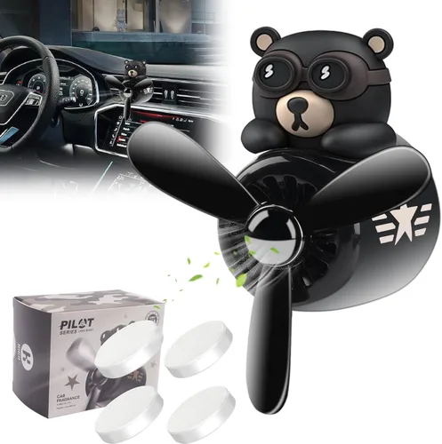 Miniatura 22 de Ambientador de aire para coche, lindo conejo de dibujos animados, piloto, difusor de coche, hélice giratoria, ventilador de salida de aire White
