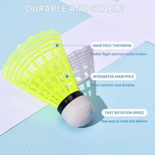 Miniatura 5 de ZIYIZE Paquete de 12 bolas de bádminton de nailon con gran estabilidad y durabilidad, volante para deportes de interior y exterior, entrenamiento