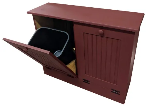 Miniatura 2 de Cubo doble de basura/Recipiente para papelera de reciclaje. Borgoña sólido