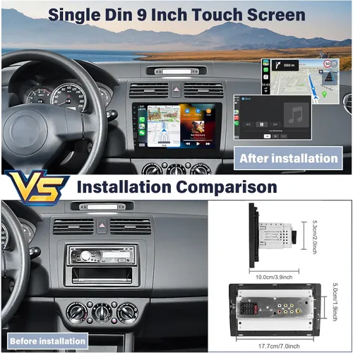 Miniatura 3 de UNITOPSCI 9 pulgadas único DIN inalámbrico Apple CarPlay Android Auto coche estéreo pantalla táctil Bluetooth FM receptor de radio de coche espejo