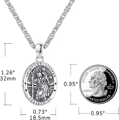 Miniatura 258 de Eusense Saint Necklace Sterling Silver 925 Protection Jewelry for Men Women Patron St Medals Amulet Pendant