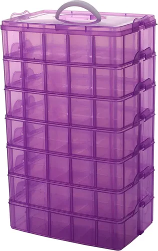 Miniatura 15 de Sooyee Contenedor de almacenamiento apilable de 6 capas, transparente, 60 compartimentos ajustables, compatible con juguetes pequeños, artes