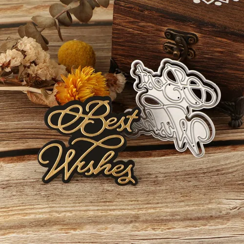 Miniatura 3 de Briartw Troqueles de corte de mejores deseos, palabras frases, sombra, sentimiento, troqueladora para hacer tarjetas, letras del alfabeto, álbumes