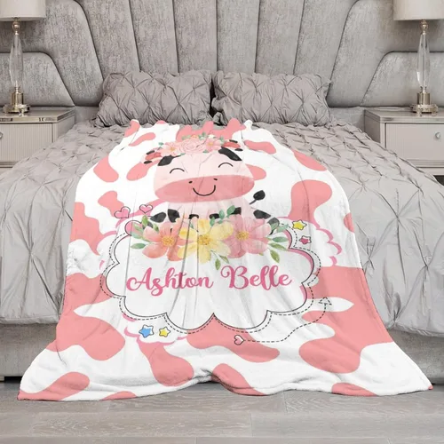 Miniatura 45 de Artsadd Manta de bebé personalizada para niños y niñas con nombre, manta personalizada con nombre de bebé con patrón de unicornio, manta