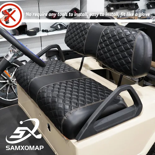 Miniatura 5 de Fundas de asiento de carrito de golf, delanteras y traseras, impermeables y resistentes al sol, de piel de vinilo de grado marino, accesorios