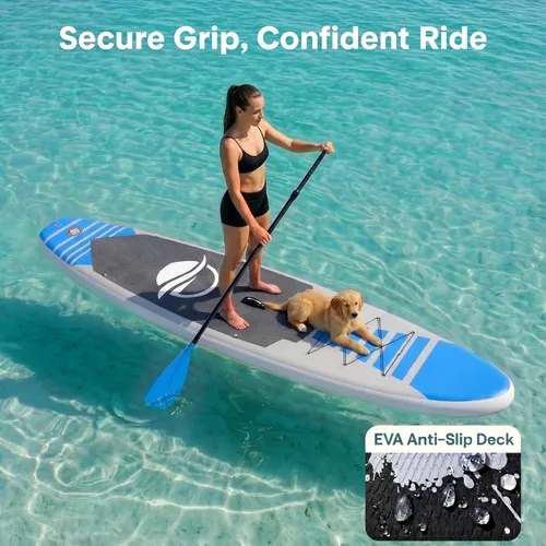 Miniatura 4 de SereneLife Tabla de remo inflable de pie, diseño amplio y estable, cubierta antideslizante para adultos y jóvenes con accesorios de tabla de remo