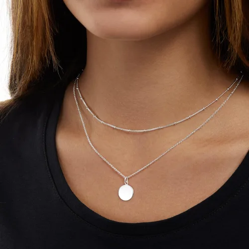 Miniatura 2 de Tienda Essentials Polished Disc and Beaded Chain 2 Row Layer Necklace