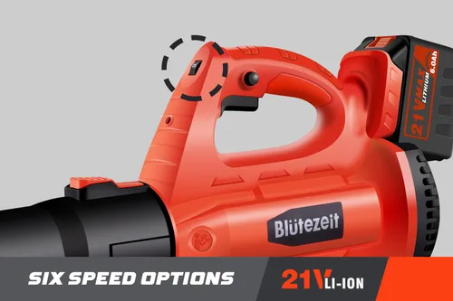 Miniatura 4 de Blütezeit Soplador de hojas inalámbrico, soplador de hojas alimentado por batería de 21 V (batería de 6.0 Ah y cargador incluidos), soplador