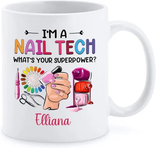 Miniatura 9 de Taza de cerámica Best Nail Tech Ever – Taza de cerámica personalizada con nombre de manicurista para compañero de trabajo – Nuevos regalos