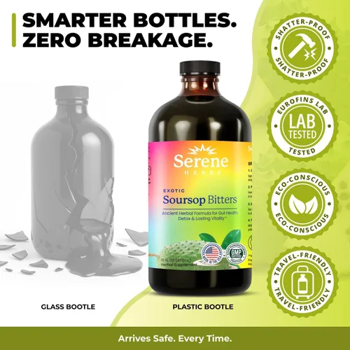 Miniatura 6 de Serene Herbs Paquete de líquido amargo de guanábana y semillas negras – Guanábana herbal orgánica para apoyo digestivo y salud inmunológica