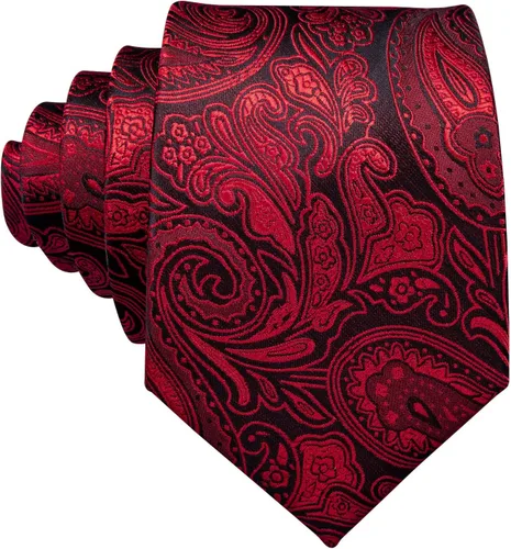 Miniatura 112 de Barry.Wang - Juego de corbata de seda para hombre, diseño de cachemira, pañuelo y gemelos de bolsillo