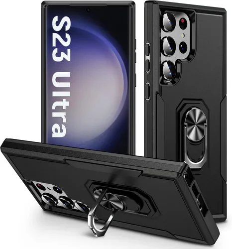 Miniatura 25 de Funda protectora diseñada para Galaxy S23 con soporte, a prueba de caídas militares, a prueba de golpes, a prueba de polvo, para Samsung S23, rosa