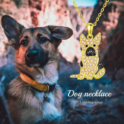 Miniatura 71 de Collares con colgante de perro de plata de ley S925 – 24 razas corgi/husky/labrador/pastor para mujer