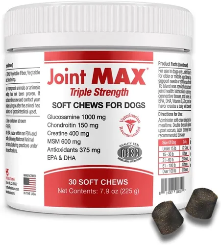 Miniatura 7 de PHS Joint Max Triple Strength (TS) Masticables suaves para perros, glucosamina, condroitina, MSM, cúrcuma, Omega 3, alivio del dolor de cadera