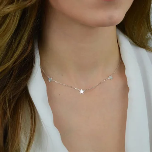 Miniatura 9 de Long tiantian Gargantilla de estrella dorada para mujer, gargantilla simple para adolescentes y niñas, Cobre, otro