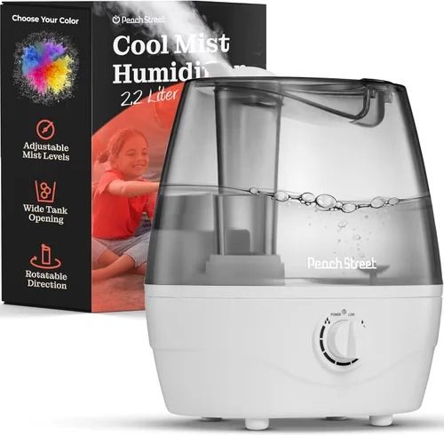 Humidificador de niebla fría, tanque de agua de 2.2 L, para dormitorio, bebé, vaporizador de aire ultrasónico silencioso, nivel de niebla ajustable,