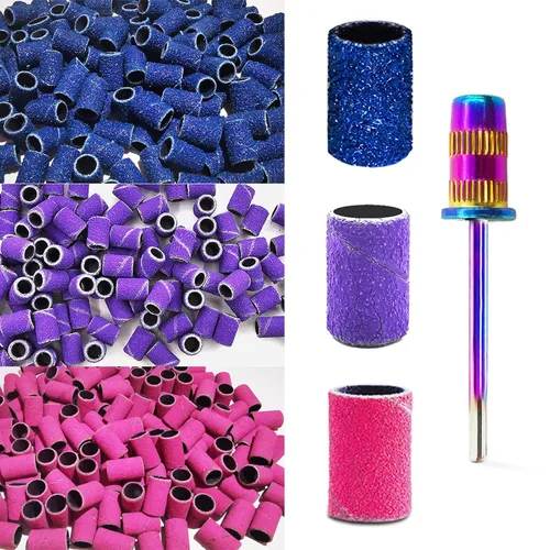 Bandas de lijado para taladro de uñas, brocas de uñas, 210 bandas de lijado CORFULRA Grano grueso #80#150#240 con mandril arco iris, accesorios de