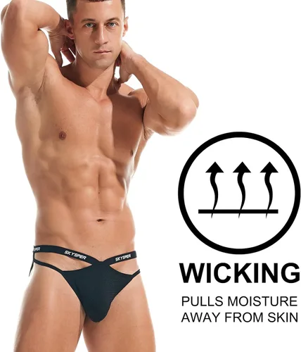 Miniatura 124 de SKYSPER Jock Strap Athletic Supporter para hombres Sexy Jockstrap Ropa interior masculina