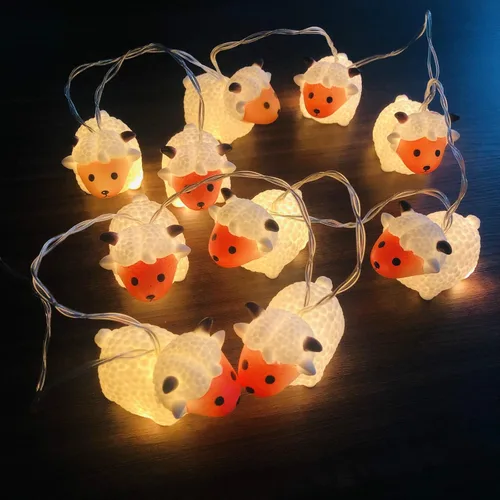 Miniatura 8 de Guirnalda de luces de oveja de 5.4 pies, 10 LED, adornos novedosos de cabras, luces de hadas de cordero alimentadas por pilas para decoración