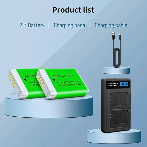 Miniatura 7 de Paquete de 2 baterías NB-13L mejoradas (2050 mAh) y cargador LED dual para Canon PowerShot G1 X Mark III, G5 X, G5X Mark II, G7 X, G7 X Mark II, G9