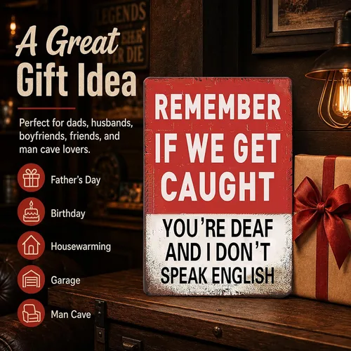 Miniatura 7 de Letrero de metal humorístico "Recuerda si nos atrapan" para hombres y niños, ideal para decoración de cueva de hombres, dormitorio y bar 30 * 20 cm