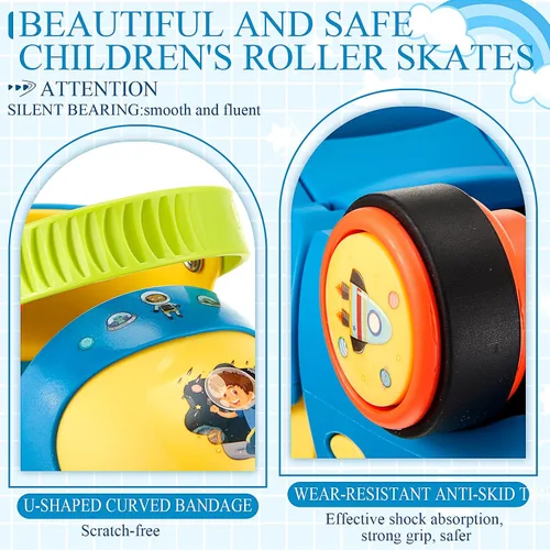 Miniatura 6 de VioraWhite 4-in-1 Toddler Roller Skates for Girls Boys Age 3-5 2-6, Adjustable Kids Quad Skates with Safe Lock Mode, with Knee Elbow Pads Wrist