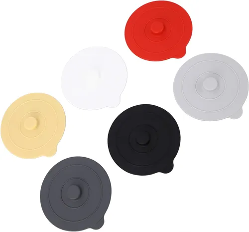 Miniatura 8 de Silicone Lids, Silicone Cup Covers Round Universal Cup Cover 6Pcs Silicone Cup Lid Wine Glass Covers 9.5cm Red Yellow Black White Dark Grey Light