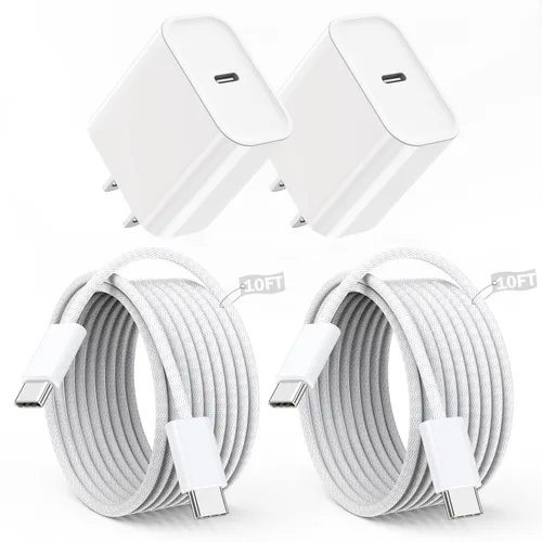 Miniatura 13 de Cargador de iPhone de carga rápida para iPhone 14, paquete de 2 bloques de pared USB C con enchufe de cargador y cable de carga USB C a Lightning