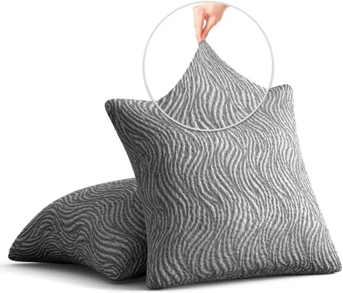 Miniatura 8 de PAULATO BY GA.I.CO. Juego de 2 fundas de almohada de 18 x 18 pulgadas, fundas de algodón elásticas, duraderas y fáciles de limpiar, colección 3D