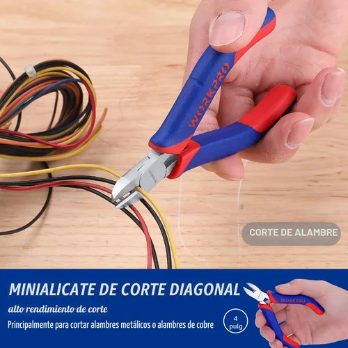 Miniatura 6 de WORKPRO Juego de alicates pequeños, juego de herramientas de alicates pequeños de 3 piezas, incluye alicates diagonales de 4 pulgadas, alicates