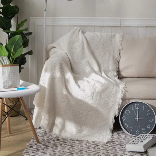 Miniatura 2 de SVIO-SOFACOVER - Manta con flecos para sofá, cama, silla, funda de sofá, tejido reversible, para casa de campo, sofá, toalla rústica, funda de sofá