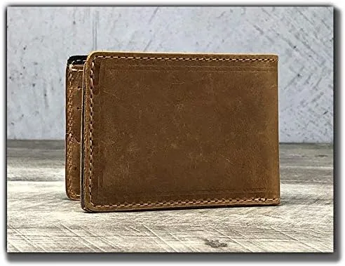 Miniatura 6 de Anthology Gear - Cartera minimalista de cuero de grano completo con soporte para púas de guitarra (tabaco)