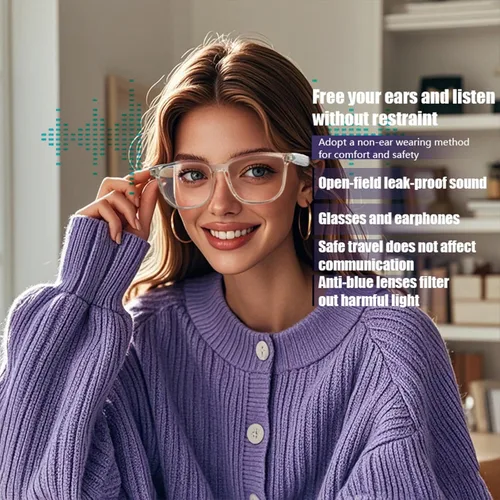 Miniatura 7 de Lentes inteligentes Bluetooth para hombres y mujeres, con protección UV, micrófono integrado y altavoces de oído abierto, lentes de sol de audio