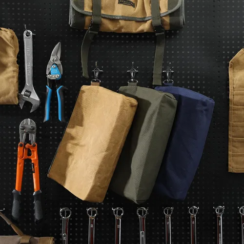 Miniatura 4 de Bolsa de herramientas de lona encerada, bolsa de herramientas resistente con cremallera suave y bolsa multiusos con mosquetón Caqui/Azul/Verde