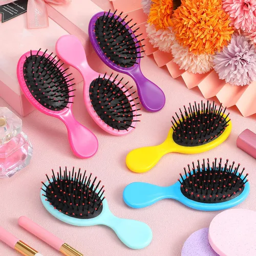 Miniatura 7 de 100 mini cepillos coloridos desenredantes de viaje, cerdas suaves para peinar el cabello suave y sin enredos para cabello seco/húmedo, niños
