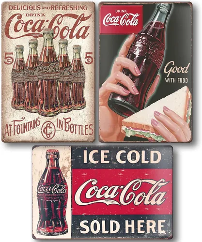 Letreros de lata de Coca Cola | Decoración de metal vintage Bar Cool Things for Man Cave | Póster de pared retro divertido de Coca-Cola | Póster de