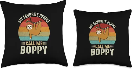 Miniatura 3 de Retro Sloth Boppy Gifts Outfit My Favorite People Call Me Boppy Cute Perezoso amante del abuelo - Almohada de 16 x 16 pulgadas, multicolor