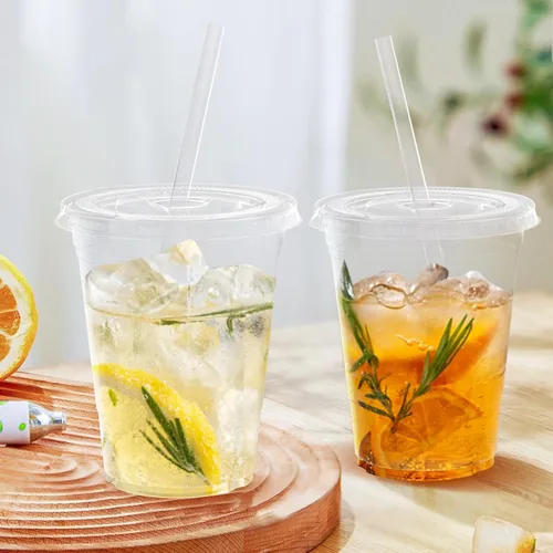 Miniatura 5 de Dealusy Paquete de 100 vasos de plástico transparente de 16 onzas con tapas y pajitas, tazas de café helado resistentes y seguras para alimentos