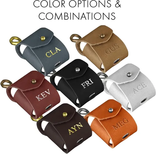 Miniatura 3 de Funda de cuero para Airpods. Soporte para cargador de Airpod personalizado. Funda de carga de cuero para Airpods 1 y 2. Regalo personalizado.