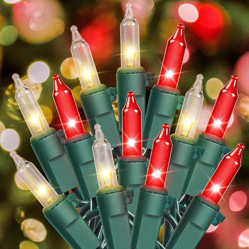 Miniatura 11 de YOUNGAR Paquete de 2 luces de Navidad transparentes, 100 focos de 7 metros, mini luces de Navidad con foco incandescente, luces de Navidad