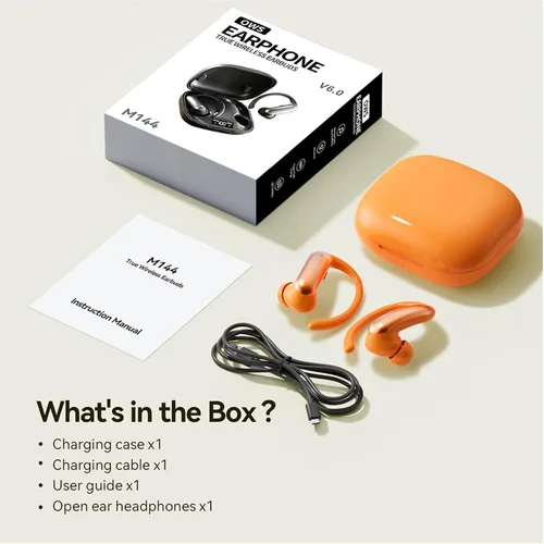 Miniatura 8 de Auriculares inalámbricos de oído abierto Bluetooth 6.0, auriculares deportivos de reproducción de 5 horas con estuche de carga, gancho para colocar
