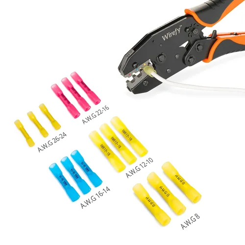 Miniatura 8 de Wirefy 150 terminales de crimpado termorretráctiles de extremo a extremo, terminales eléctricos aislados para cables sin costuras, 1,5-2,5 mm²